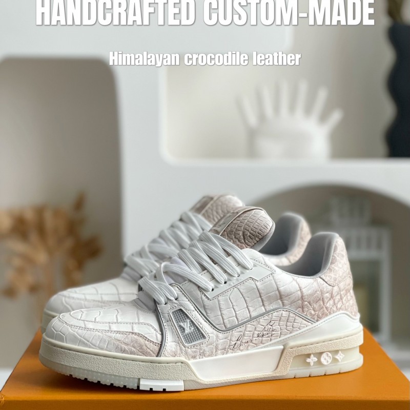 【Handmade Custom】L0*is V*t0n Himalayan Crocodile Leather Trainer Sneakers
